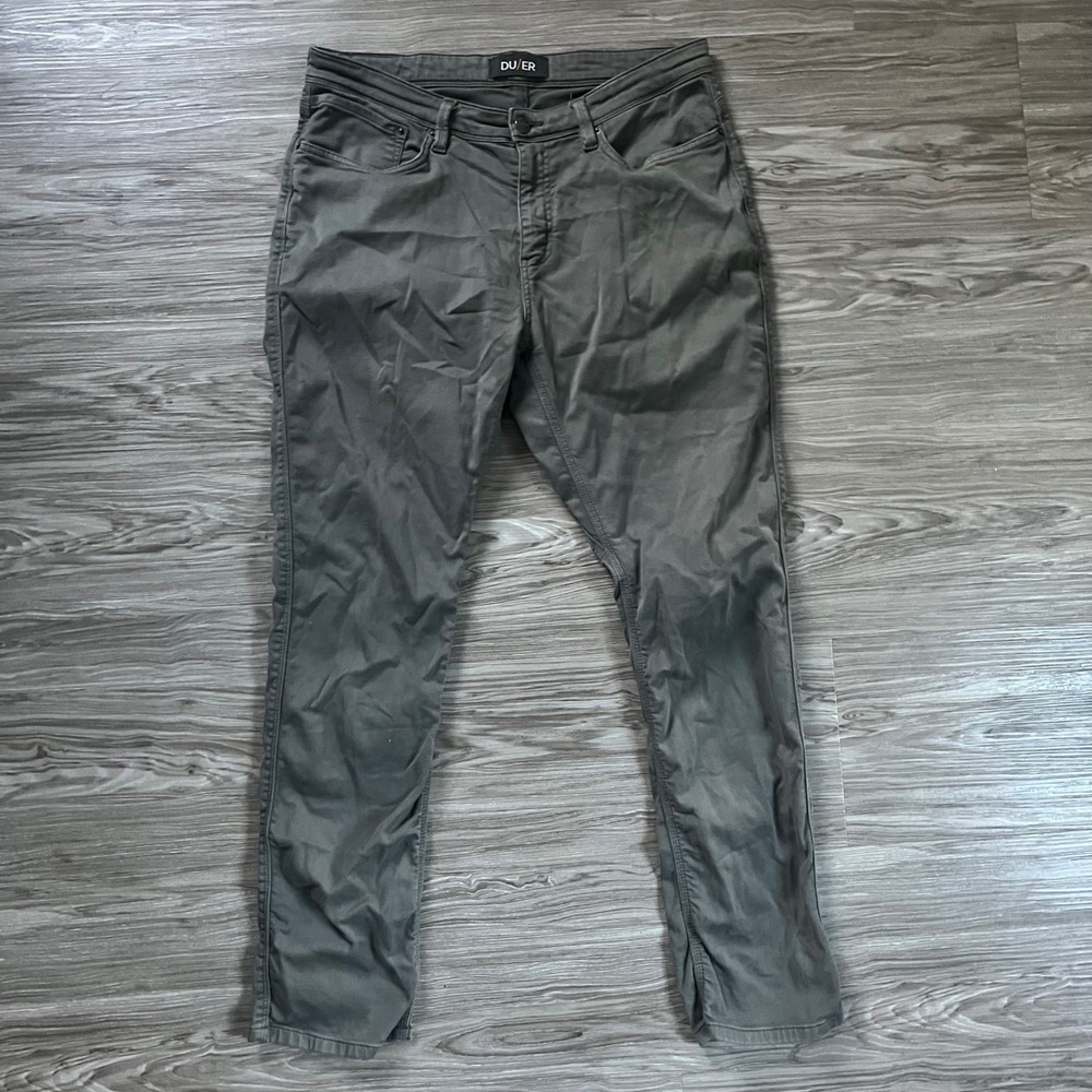 DU/ER Mens No Sweat N2X Relaxed Taper Pants Olive Grey MFNR1002 36x32